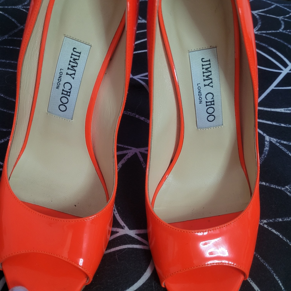 Jimmy Choo Vibrant Orange Heels - Picture 2 of 7